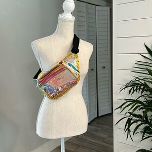 SOJOURNER BAGS Iridescent Shiny Holographic Rave Fanny Pack Heavy Duty Zippers